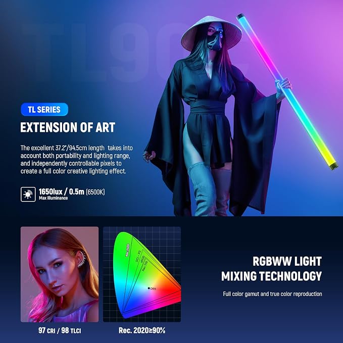 NEEWER RGB Tube Light, 30W LED Video Light RGBWW Full Color Stick Light Wand - Image 4