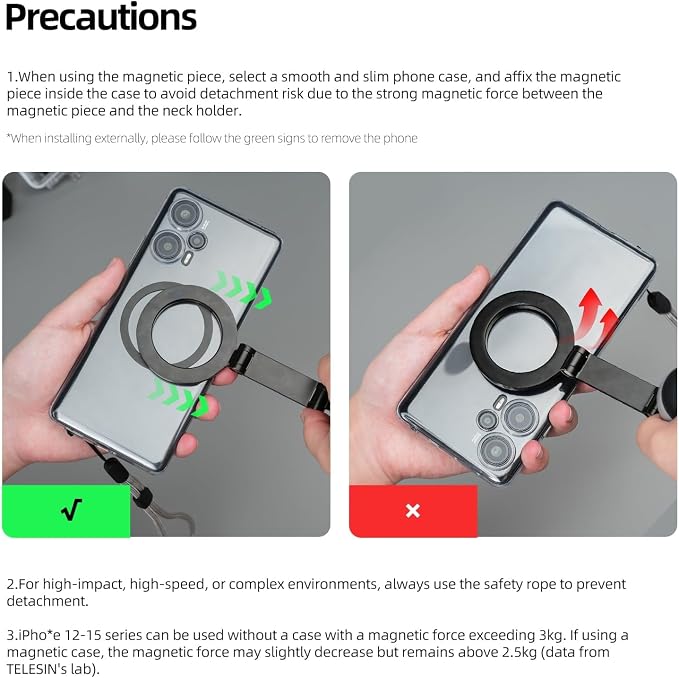 TELESIN Magnetic Neck Mount for Phones, Neck Cell Phone Holder POV/Vlog Selfie - Image 9