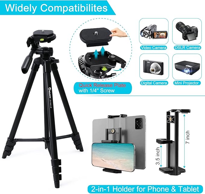 Endurax 60'' Camera Tripod Camera Stand - Image 2