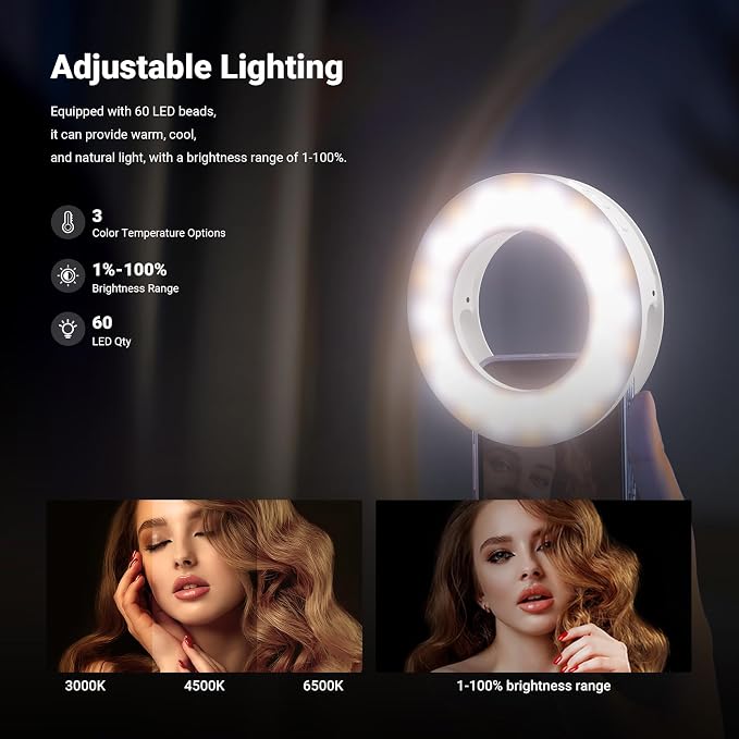 NEEWER Entry Level Version 3.74" Phone Selfie Ring Light Compatible - Image 3