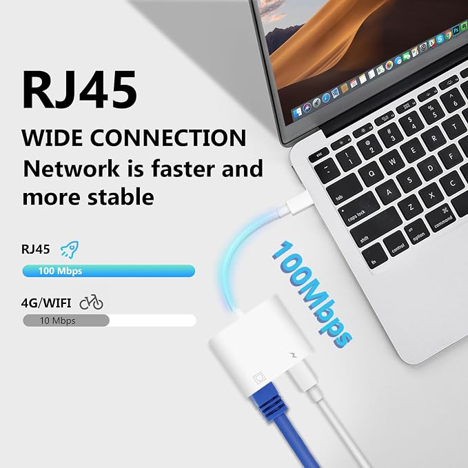 USB C to Ethernet Adapter, 2-in-1 USB C to RJ45 Ethernet Adapter - Image 6
