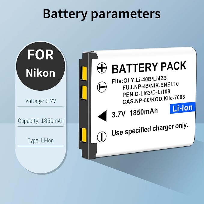 2-Pack EN-EL10 KLIC-7006 Replacement Battery and Slim USB Rapid Charger - Image 2