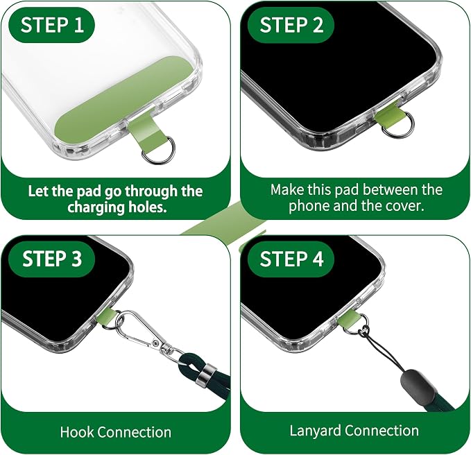CACOE Phone Lanyard 2 Pack-1× Adjustable Neck Strap, 1× Wrist Strap, 2× Pads - Image 2