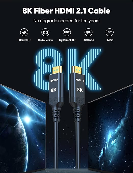 Highwings 8K 4K 120HZ 75 FT HDMI Cable Fiber Optic, Unidirectional in-Wall CL3 - Image 2