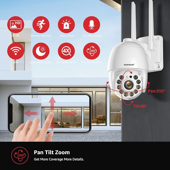 BOAVISION 2K Security Camera Outdoor, Wireless WiFi IP Camera Home Security - Image 3