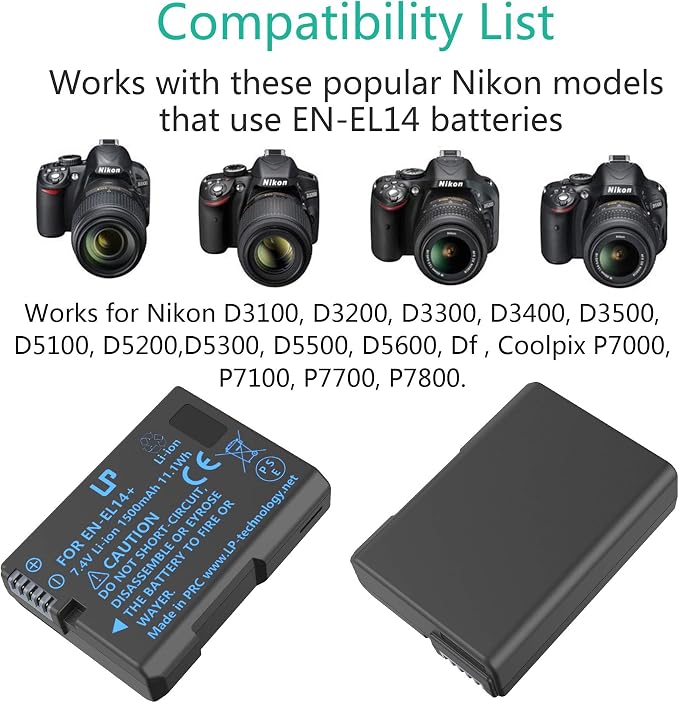 LP EN-EL14 / EN-EL14a Battery 1500mAh - Image 2