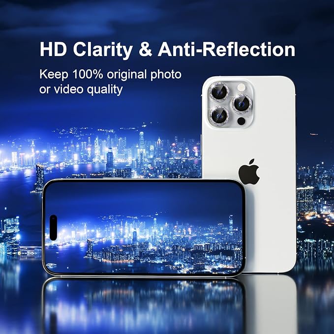 Misea Compatible for iPhone 15 Pro/iPhone 15 Pro Max Camera Lens Protector Bling - Image 4