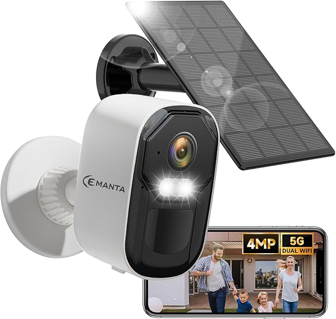 2.5K 4MP Security Camera Wireless Outdoor, Solar Powered WiFi Cameras by CEMANTA