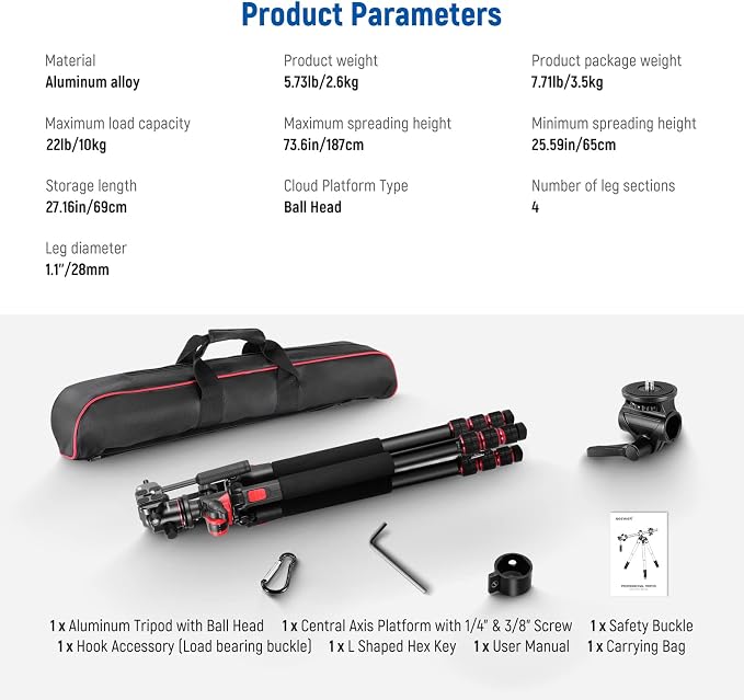NEEWER 73.6" Horizontal Tripod - Image 9