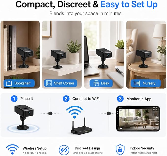 Mini WiFi Hidden Camera 1080P HD, Small Spy Camera - Image 6