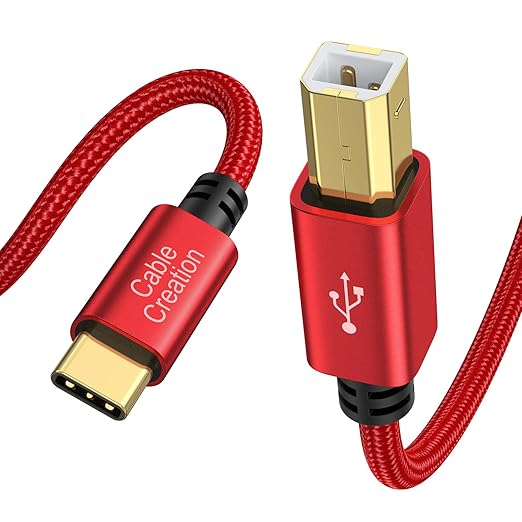 CableCreation USB B to USB C 10FT Printer Cable, MIDI Cable to USB C, Nylon by CableCreation