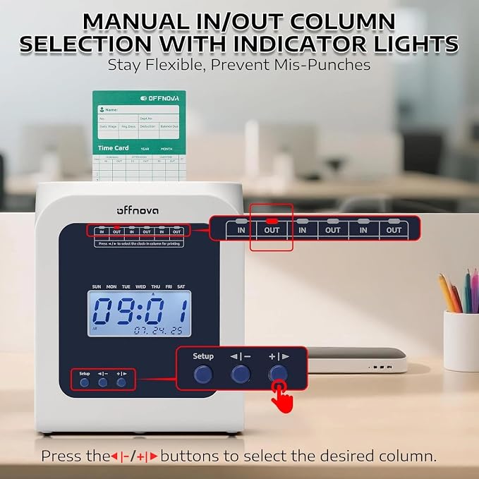 OFFNOVA Thermal Time Clock for Employees Small Business, No Ink Ribbons or - Image 6