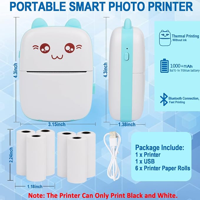 Portable Printer, Mini Pocket Wireless Bluetooth Thermal Printers - Image 7