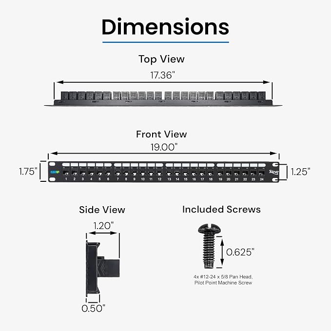 ICC CAT6A Feed-Through Patch Panel, 24 Port, 1U Rackmount, RJ45 Ethernet Patch - Image 8