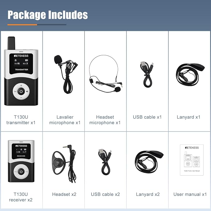 Retekess T130U Whisper Tour Guide System, Tour Guide Microphone and Speaker - Image 9