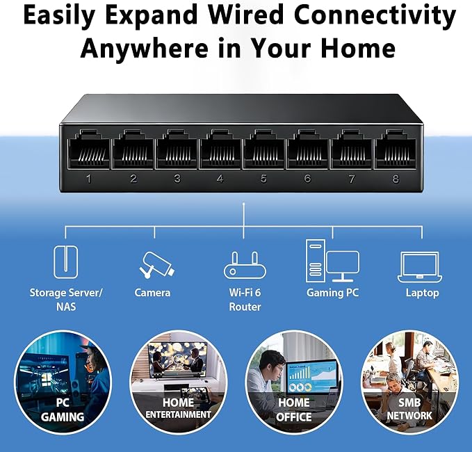 8 Port 100Mbps Fast Ethernet Switch USB 5V Powered Network Hub Plug and Play - Image 6
