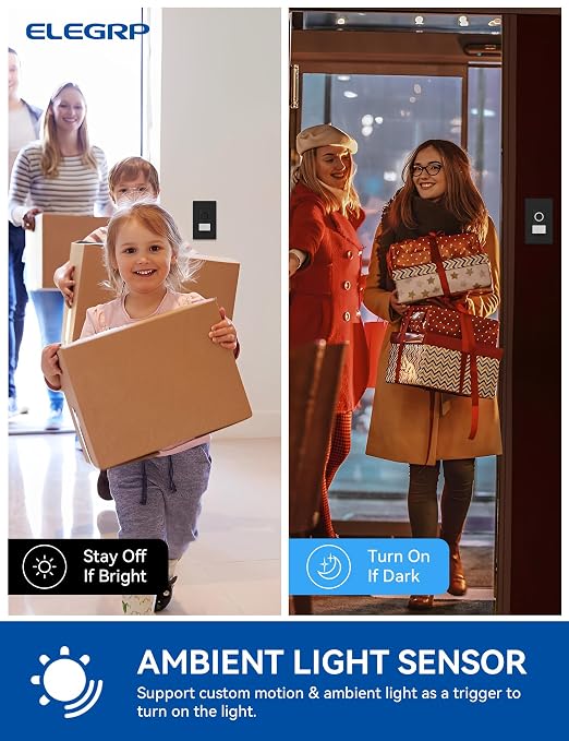 ELEGRP Smart Motion Sensor Switch, 2.4GHz Wi-Fi 3 Way Light Switch Compatible - Image 7