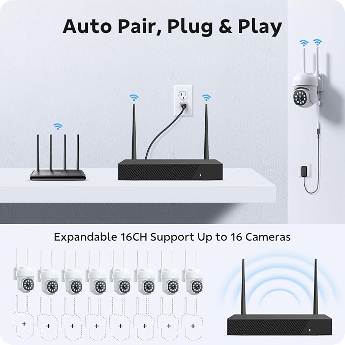 CAMCAMP Home Security Camera System 8 PTZ Cameras Wireless Outdoor 16CH NVR | - Image 4