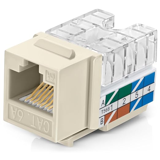 Everest 90° Angled RJ45 Cat6A Keystone Jacks 10-Pack in Ivory by EverestMediaSolutions