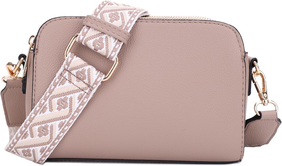EVVE Crossbody Bags for Women Trendy Triple Zip Small Crossbody Camera Bag Purse by EVVE