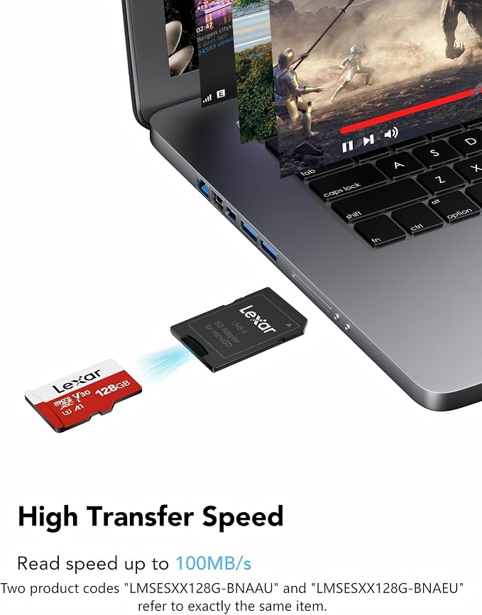 Lexar 128GB Micro SD Card, microSDXC UHS-I Flash Memory Card - Image 2