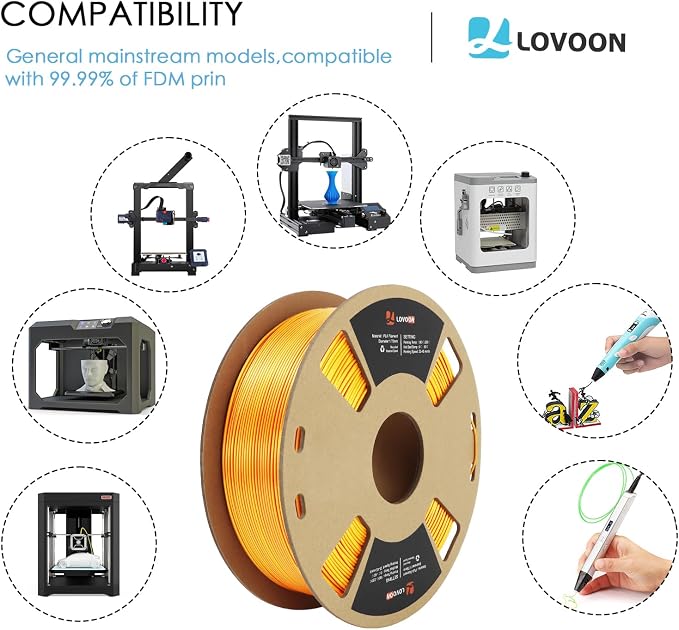 LOVOON 3D Printer Filament Dualcolor, 1.75mm Silk PLA Filament Gold Red - Image 6