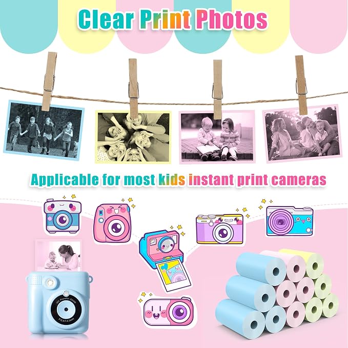 12 Rolls Kids Instant Camera Thermal Print Paper Refill - Image 3