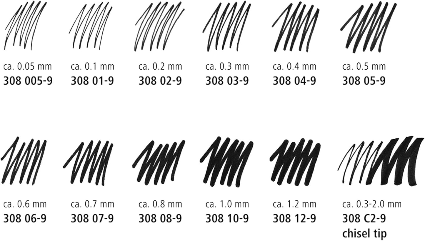 STAEDTLER Pigment Liner, Fineliner Pen for Drawing, Drafting, Journaling, 0.5mm, Black, Box of 5 Pens, 308 05-9M