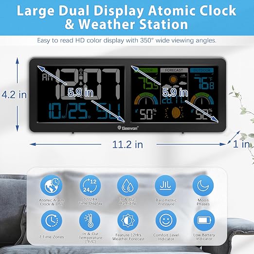 Geevon Weather Stations Wireless Indoor Outdoor Thermometer - Image 2