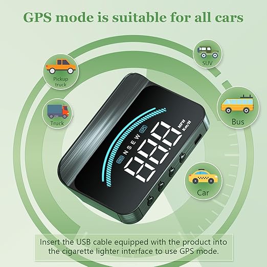 AZIJYV Heads Up Display for Cars M11, Universal OBD+GPS Digital Speedometer - Image 4