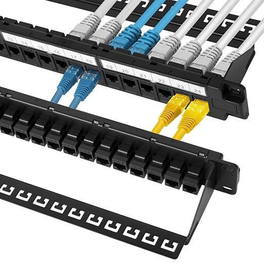 24-Port Cat6 Patch Panel - 10G Ready Rack-Mountable 1U Network Panel by FiberOpticalAccessories