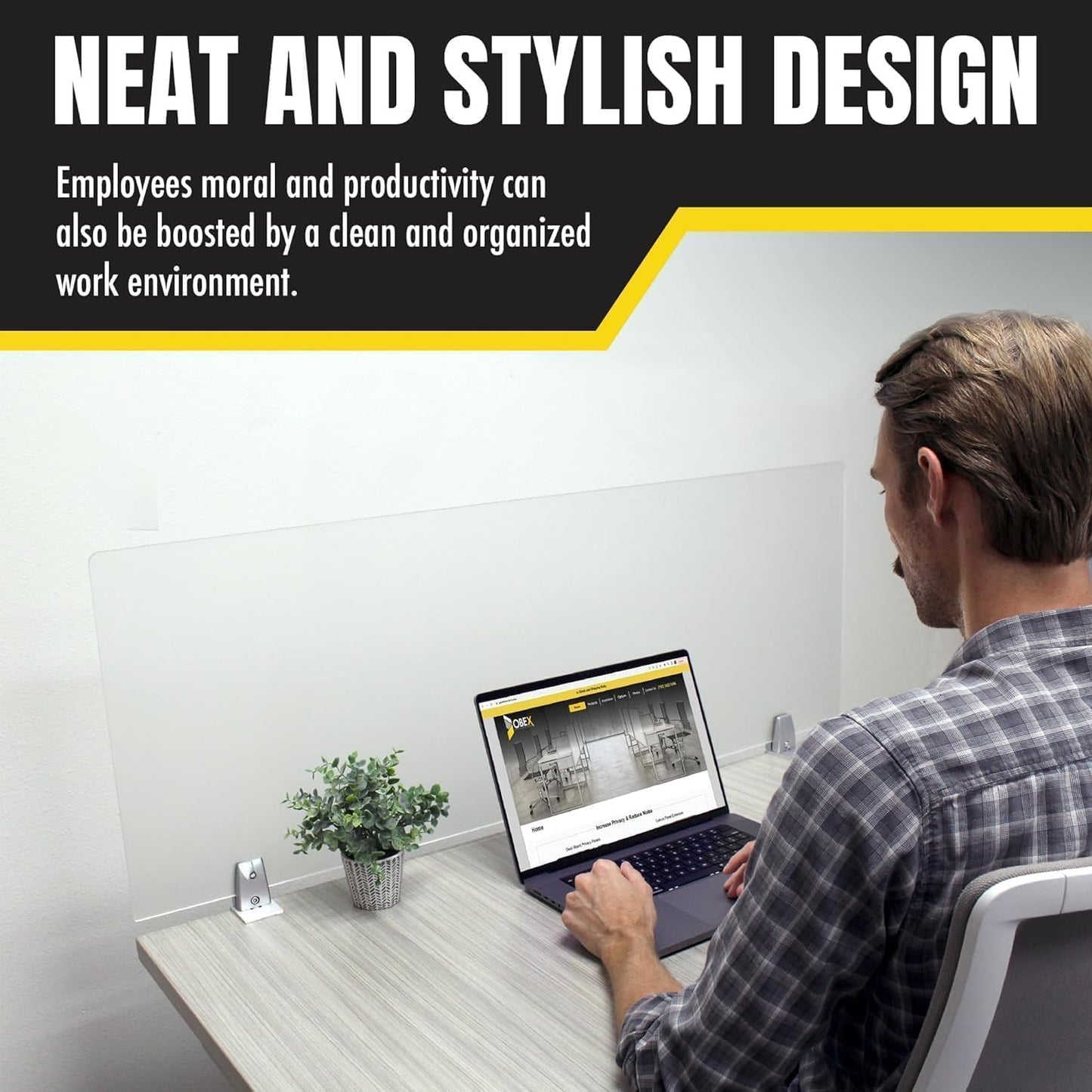 OBEX Frosted Acrylic Desk Mounted Privacy Panel, 24" x 30", Frosted