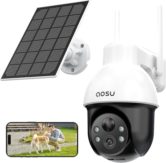 aosu Solar Security Camera Wireless Outdoor System, 3K/5MP Battery Powered WiFi by AOSUSecurityOffical