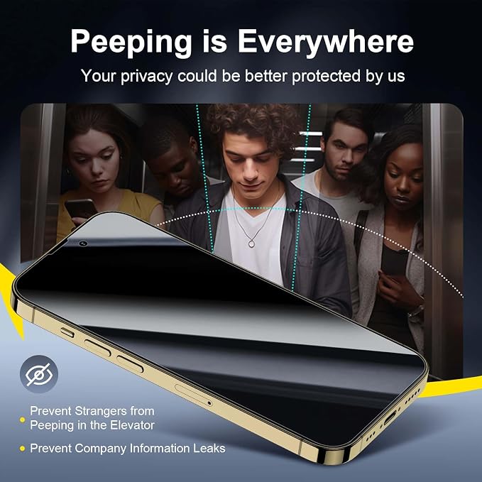 NEW'C 3x Privacy for iPhone 14 Pro Max Screen Protector+ 3x Camera Lens - Image 4