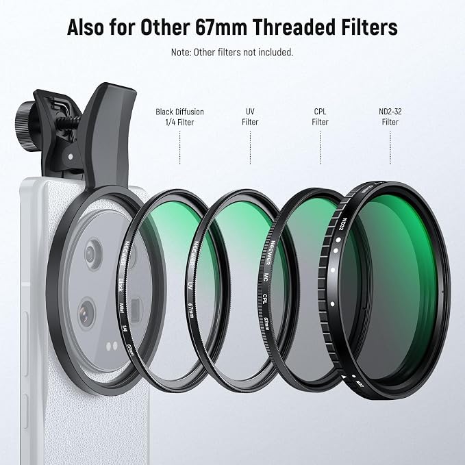 NEEWER 2 in 1 67mm CPL & Black Diffusion 1/4 Filter Compatible - Image 6
