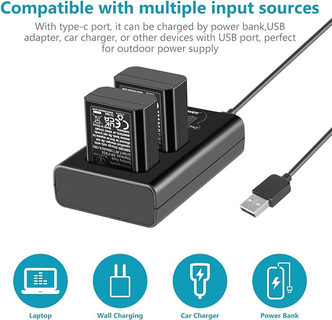 NEEWER NP-FW50 Camera Battery Charger Set Compatible - Image 2