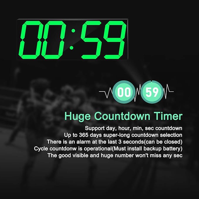 CHKOSDA LED Large Digital Wall Clock, Oversize Wall Clock - Image 4