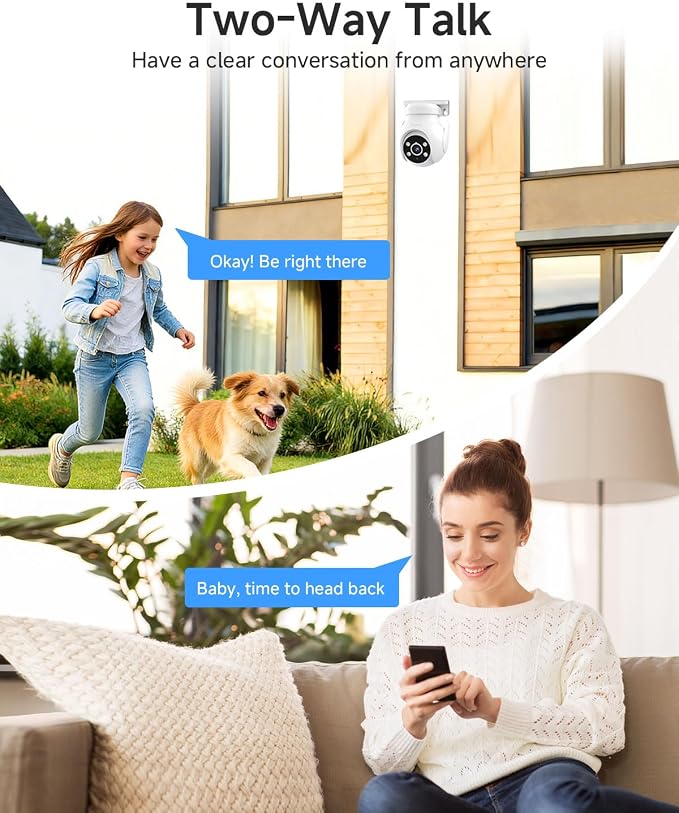 Noorio 2K Security Camera Outdoor 360° Pan/Tilt, Two Way Talk Wired Outdoor - Image 4