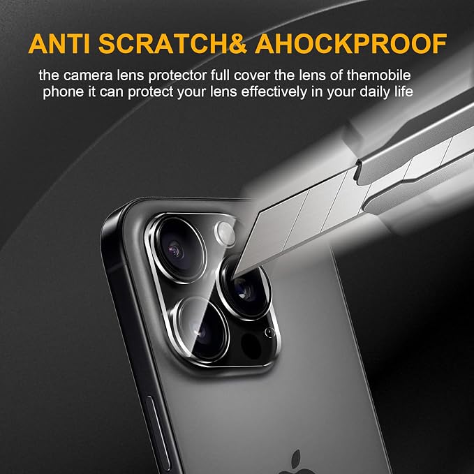 3 Pack Camera Lens Protector for iPhone 16 Pro/16 Pro Max, Tempered Glass - Image 4