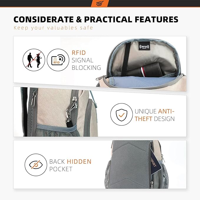 SKYSPER Sling Bag RFID Crossbody Sling Backpack Cross Body Shoulder Bag Travel - Image 3