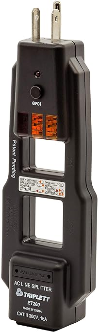 Triplett ET200 AC Line Splitter and GFCI Outlet/Receptacle Tester by Triplett