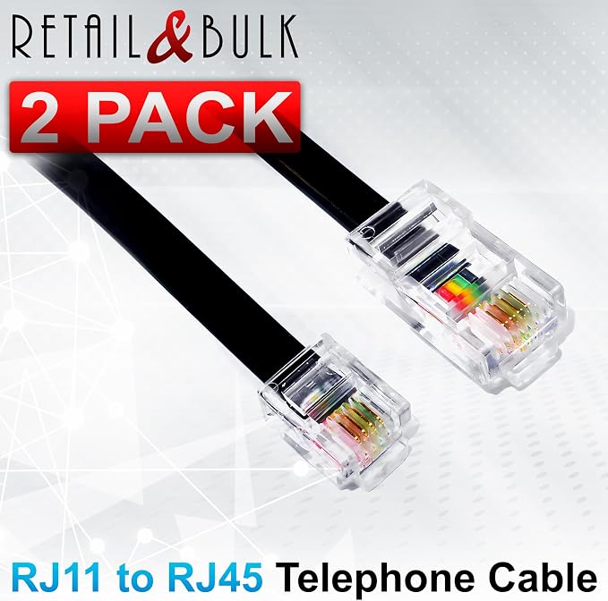 2-Pack 6 Foot RJ11 to RJ45 Telephone Cable - Image 4