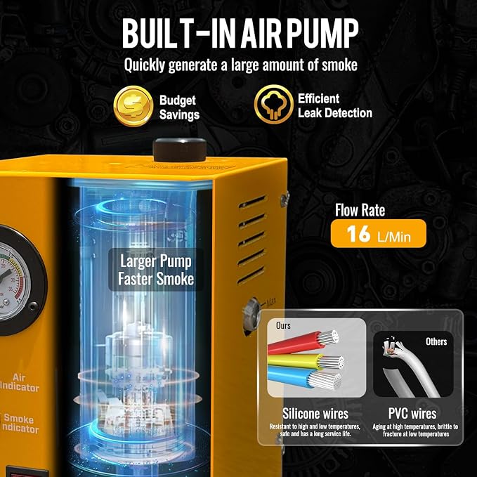 Smoke Machine Automotive Built-in Air Pump, Professional Smoke Leak Detector - Image 5