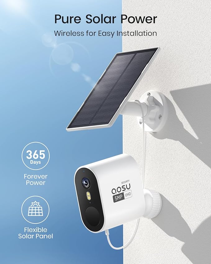 aosu 3K/5MP Solar Security Cameras Wireless Outdoor Home Surveillance System - Image 6
