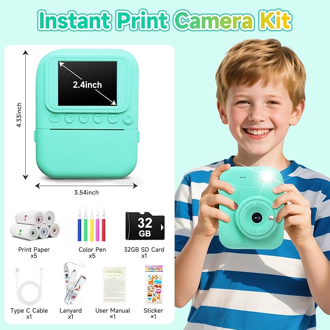Kids Camera Instant Print, 1080P Digital Instant Print Cameras - Image 6