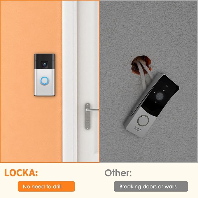 LOCKA Adhesive Mount for Ring/Other Battery Doorbell, No Drilling Camera Door - Image 5