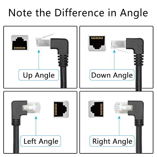 90 Degree Cat6 Ethernet Extension Cable 1FT, Down Angle RJ45 Male to Female - Image 2