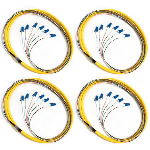 4Pack LC UPC 6 Fibers OS2 Single Mode Bunch Fiber Optic Pigtail, SingleMode by Bangun