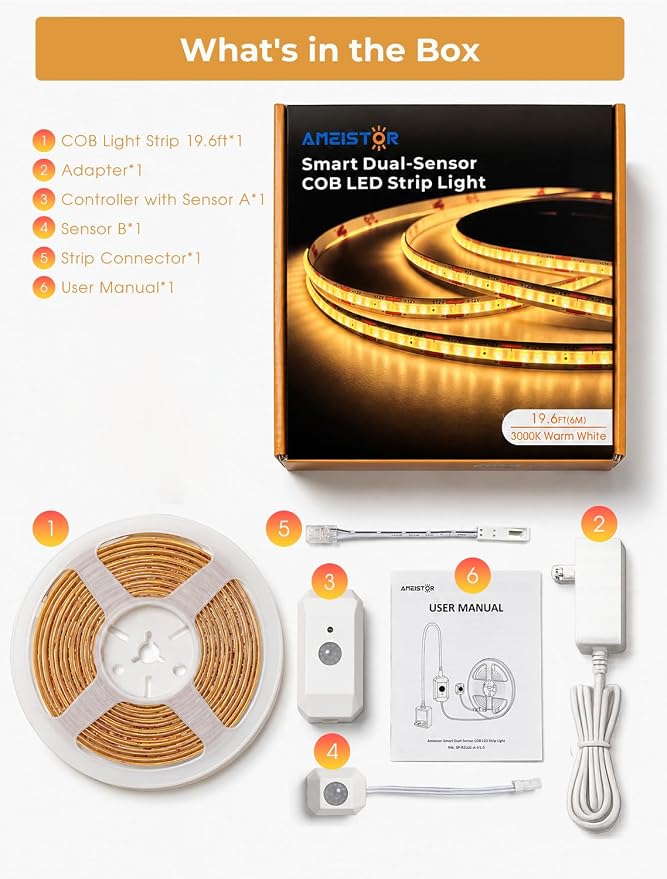 Smart Plug-in Dual Motion Sensor COB LED Strip Light - Image 7