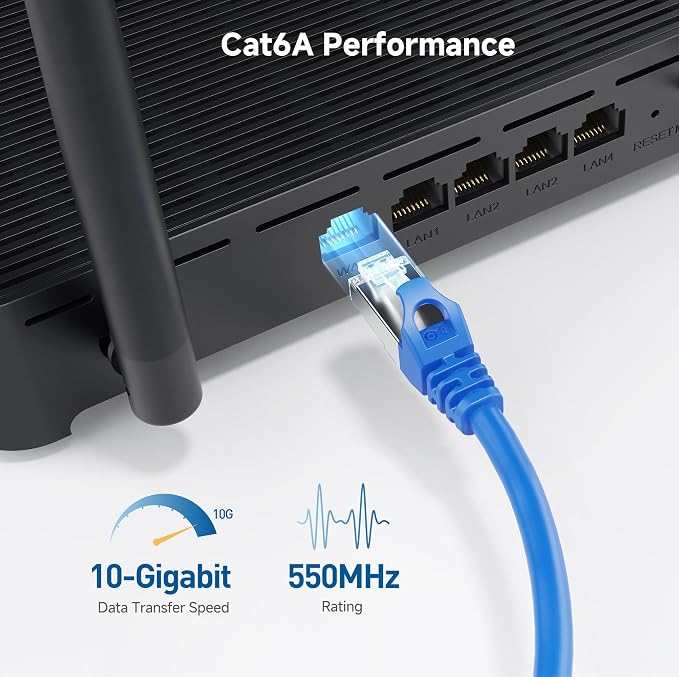 Cable Matters 10Gbps 5-Pack Snagless Short Shielded Cat 6A Ethernet Cable - 1ft - Image 3